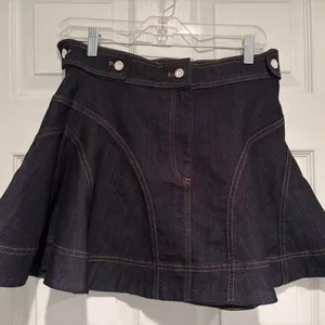Pilcro Anthropologie Denim Mini‎ Skirt Dark Wash Y2K Preppy A-Line Size 6 NWT thumbnail 1