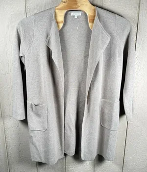 NEW JCrew Juliette Open-Front Collarless Sweater Blazer Medium Beige Wool Cotton thumbnail 1