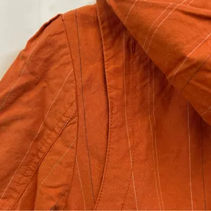 Y2K Utility Cargo Pinstripe Zip Up Roxy Orange Hooded Jacket Embroidered thumbnail 9