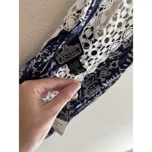 NWT Angie Gypsy Soul Romper Dress Small Blue White‎ Boho Crochet Lace Dillard's thumbnail 4