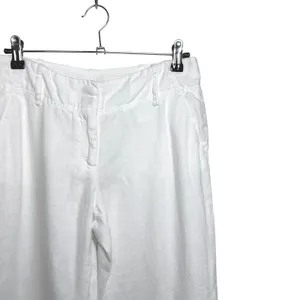 Michael Kors Womens White Linen‎ Wide Leg Capri Pants Size 6 Travel Minimalist thumbnail 3