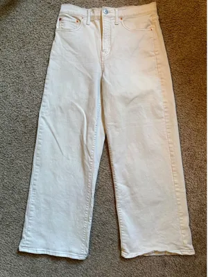 Gap 1969 Denim Womens High Rise Wide Leg Jeans Off White Cream‎ Size 8/29 thumbnail 1