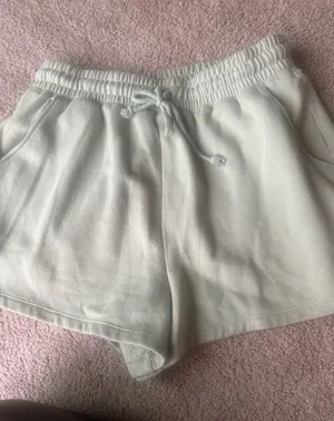 Abercrombie and Fitch soft collection fleece green shorts in small thumbnail 1