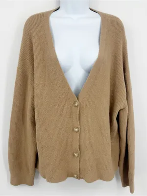 American Eagle Tan Oversized Sweater Cardigan Size Medium Boho thumbnail 7