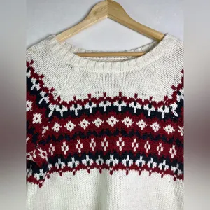 American Eagle Outfitters Women’s Large Fair Isle Chunky Knit Wool Blend Sweater thumbnail 4
