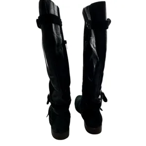Ugg Cyndee knee high boots 9.5 Black Leather Buckle Sheepskin Shearling thumbnail 2
