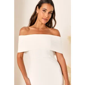 NEW Lulus Bridal Exceptional Romance White Off-the-Shoulder Mermaid Maxi Dress thumbnail 3