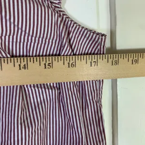 J.Crew Womens Burgundy White Striped Ruffle Sleeveless Cotton Blouse Top Size 2 thumbnail 6