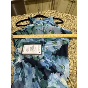 Betsy & Adam‎ Women's Size 12 Blue Floral Mesh Gown NWT Zip Back Halter Neck thumbnail 6