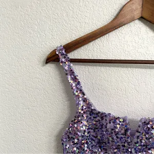 NWT Free People Intimately Womens Sparks Fly Bralette Purple Sequin Size Medium thumbnail 5