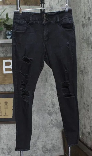 Refuge Ibiza Womens Denim Skinny Distressed Stretch Jeans Black 15 thumbnail 1