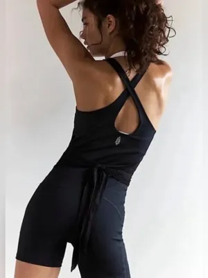 Free People Black Racerback Runner Runsie Athletic Onesie Romper XS NWOT thumbnail 2