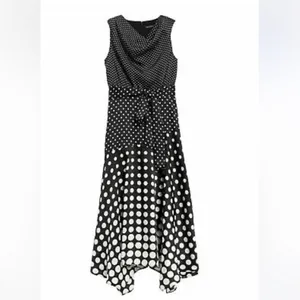 {Banana Republic} Brand New Cowl Neck Sleeveless Polka Dot Midi Dress thumbnail 4