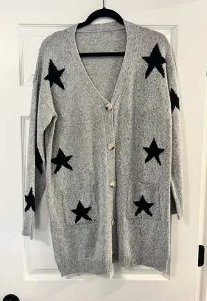 Grey Star Cardigan Gray Size M thumbnail 1