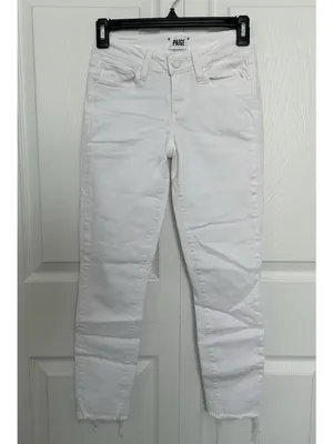 Paige Low Rise Verdugo Crop w/Raw Hem Stretch Jeans Artica White Size 24 thumbnail 2