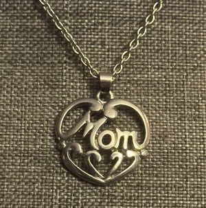 Silver Tone Mom Heart Pendant Necklace thumbnail 2