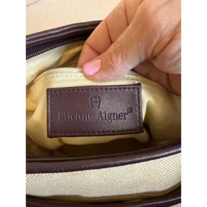 Vintage Etienne Aigner Crossbody Bag Cream Canvas Leather Adjustable Strap thumbnail 3