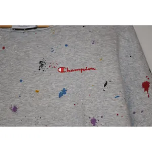 Champion‎ Womens Light Gray Paint Splatter Cropped Sweatshirt Large thumbnail 4