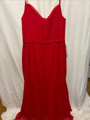 Azazie Red Draped Cowl Strapless Evening Dress thumbnail 4