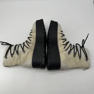 Free People Simone Platform Combat‎ Boots 38 Cream Leather Suede Zip Up Alt Goth thumbnail 6