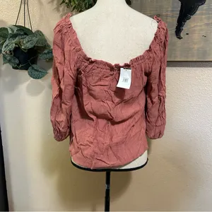 Lulus All In Favor Rusty Rose Peasant Blouse – Size Small thumbnail 4