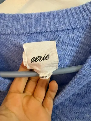 Aerie Oversized Sweater Knit Blue Light thumbnail 2