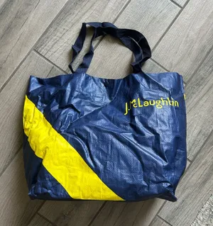 J. McLaughlin Navy Tote with Bright Yellow Diagonal Accent thumbnail 1