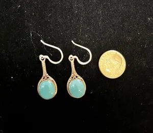 Sterling Silver 925  turquoise and dangle earrings thumbnail 1