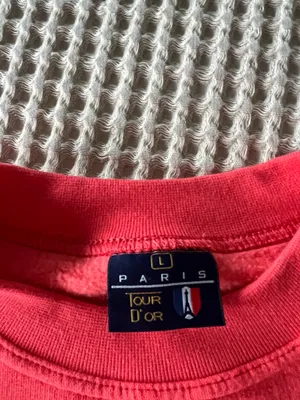 Paris Sunday Red Paris sweatshirt with black text reading 'PARIS' and 'ILE DE FRANCE' with a laurel wreath and Eiffel Tower graphic #paris #france thumbnail 4