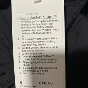 Define Jacket Luon Lululemon Black thumbnail 3