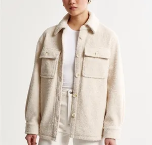 Abercrombie & Fitch Women’s Cream Sherpa Jacket Size Medium thumbnail 3