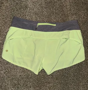 Lululemon Speed Up Mid-Rise Running Shorts Neon Lime Green and Heathered Grey thumbnail 2