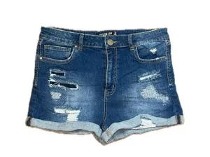 Design Lab Distressed Denim Shorts Cuffed Dark Wash EUC Size 31 thumbnail 6