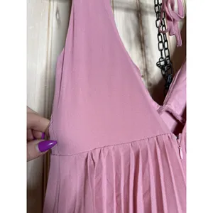 NWT Lulus Mesmerizing Essence Pink Pleated Backless Tiered Maxi Dress Gala Sz S thumbnail 7