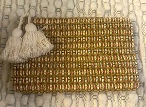 Madewell Large Tassel Raffia Zip Pouch thumbnail 1