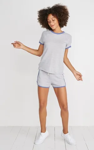 Women’s size large marine layer Blanchard crew neck top blue and white thumbnail 1