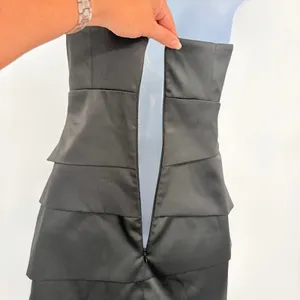 White House Black Market Strapless Satin Dress Sz 0 Y2K HOCO Tiered Cocktail thumbnail 7