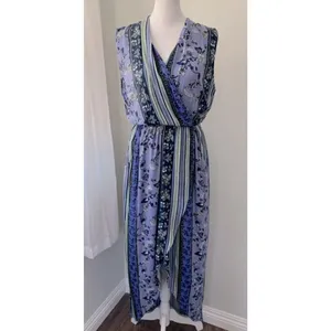 ASTR the Label Dress sz XS Purple Midi Floral Hi Lo Wrap Fairy Sleeveless thumbnail 3
