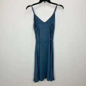 NEW Lulus Dusty Blue Tie Back Slip Mini Dress Adjustable Straps Chiffon Small thumbnail 3