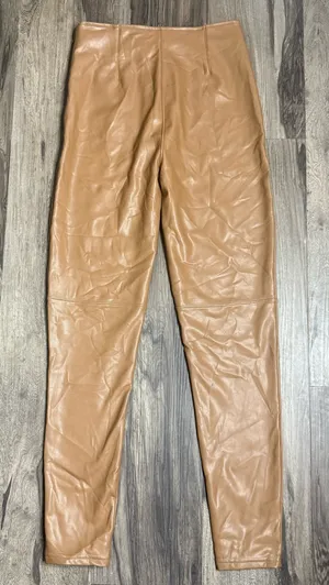 Abercrombie & Fitch Vegan Leather Pull On Leggings in Camel Tan Size Small Long thumbnail 1