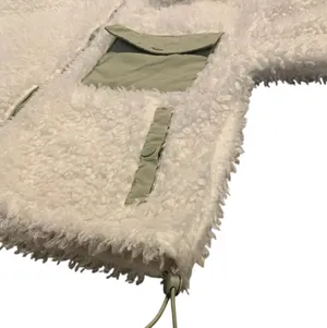 Abercrombie Sherpa Full Zip Jacket XS Cozy Teddy Fleece Cream And‎ Sage thumbnail 3