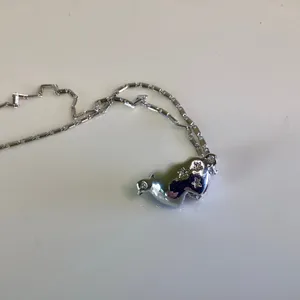 Double Heart Crystal Rhodium Plated Necklace with Crystals thumbnail 8