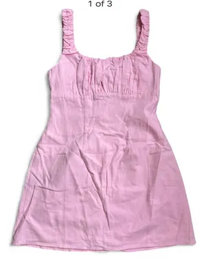 Pink Sundress with ruched bust thumbnail 1