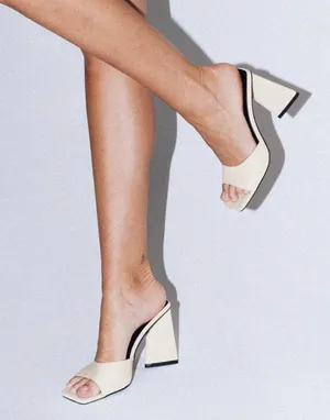 Princess Polly Agent Patent Heels In Beige thumbnail 1