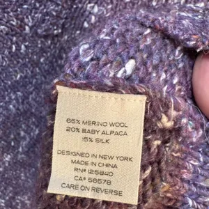 Intermix Purple Marled Baby Alpaca Merino Wool‎ V-Neck Sweater sz Small thumbnail 6