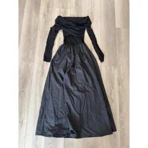 Commense Frenchy Solid Off Shoulder Elegant Minimalist Black Maxi Dress NWT S thumbnail 2