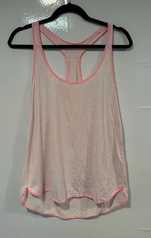 Vintage Lululemon Striped Pink-Trim‎ Racerback Tank Top thumbnail 1