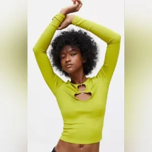 Urban Outfitters Keyhole trendy y2k going out rave festival Ribbed Top Small thumbnail 2