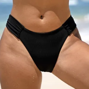 Berlook Black Ribbed Ruched Bikini Bottom ONLY 67 Size L thumbnail 1