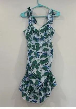 Cider Floral Multicolor Blue Green Dress Tie Strap Small S NEW thumbnail 1